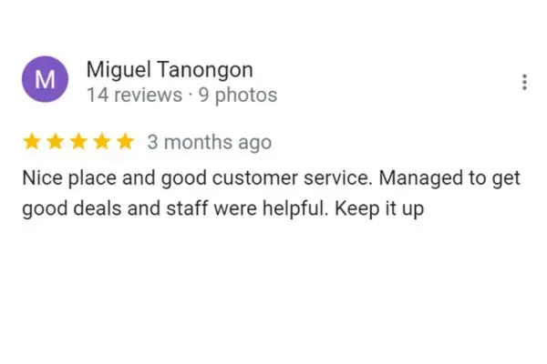 Customer Review: Miguel Tanongon
