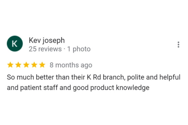 Customer Review Kev Joseph