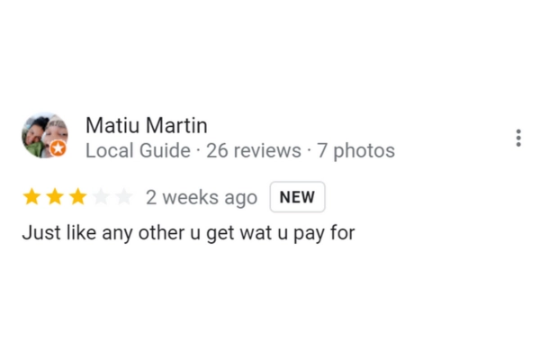 Customer Review Matiu Martin
