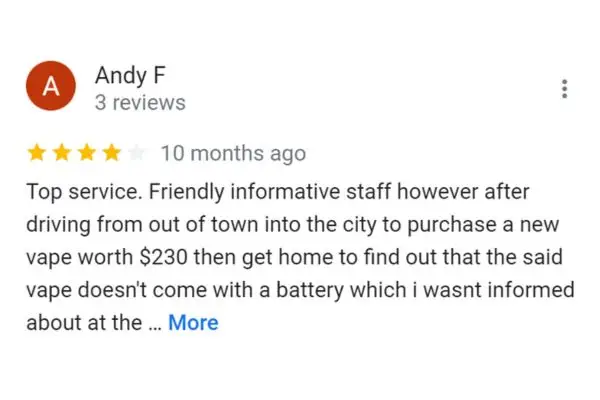 Customer Review Of Andy F