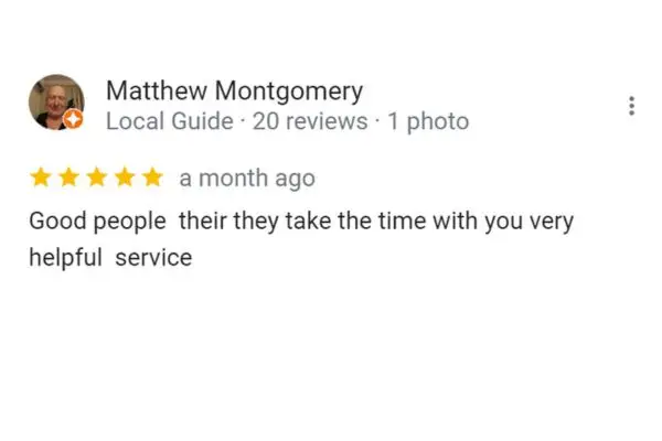 Customer Review Of Matthew Montgomery