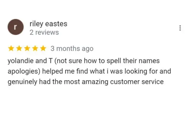Customer Review: Riley Eastes